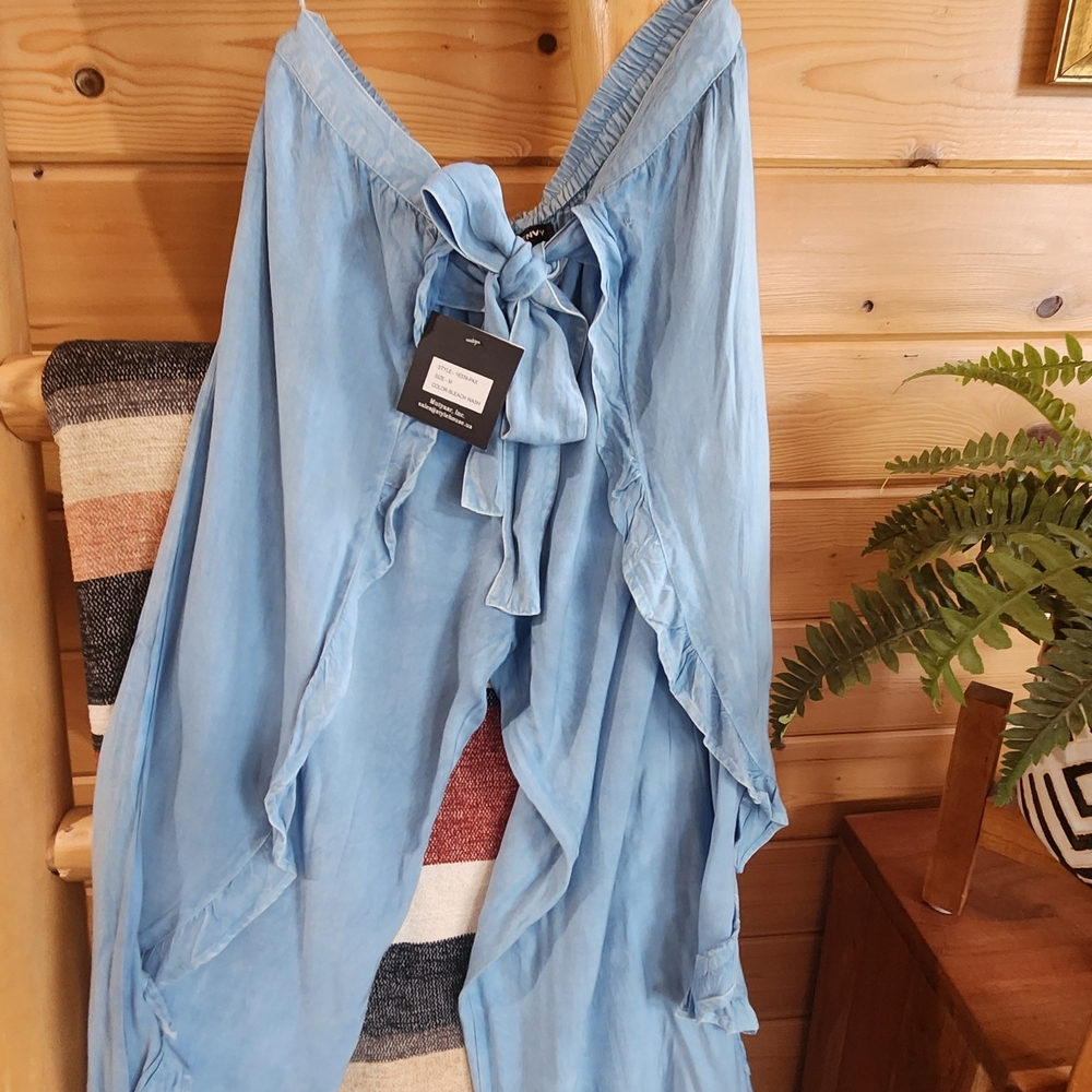 Style Envy Sky Blue Bow-Tie Skirt